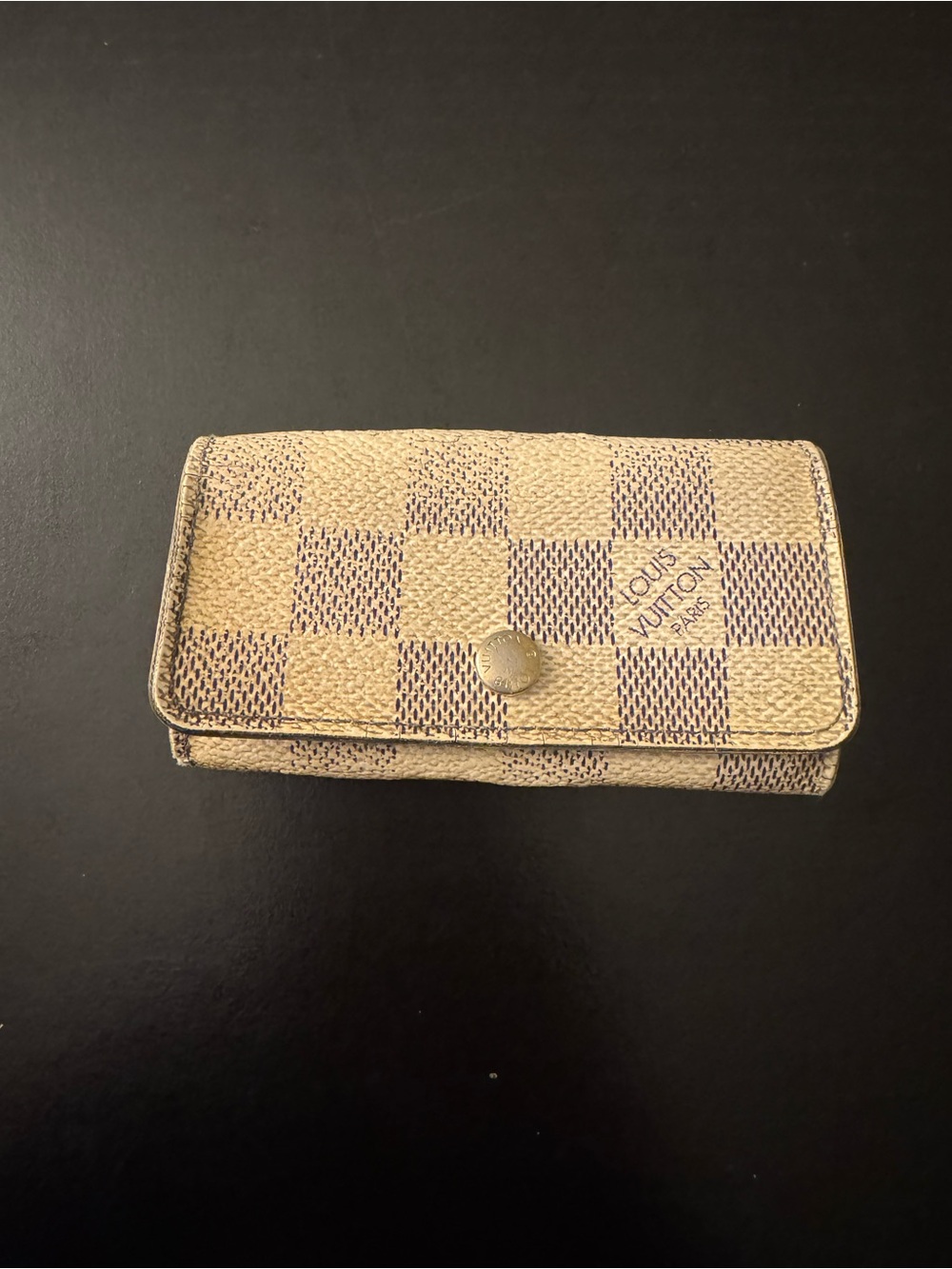 Louis Vuitton Damier Azur Key & Card Holder in Cream and Brown